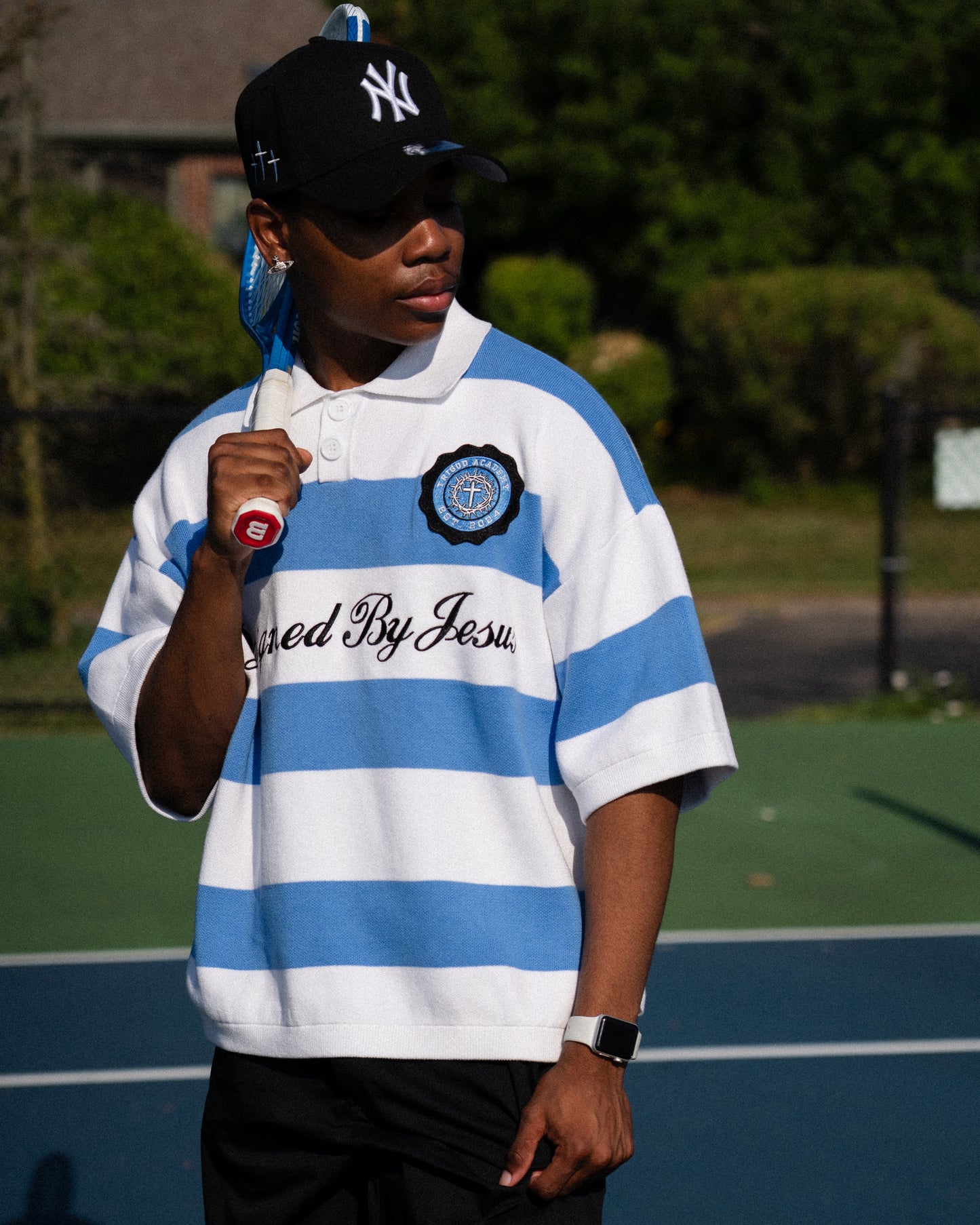 Blue "Designed By Jesus" POLO